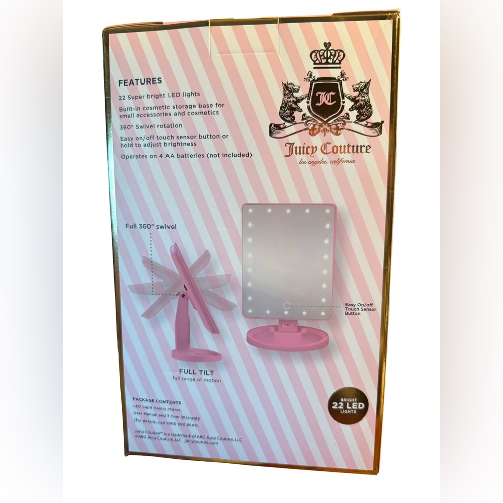 Juicy Couture NWT Pink LED Light Up Full Tilt Vanity Mirror (JC33) - Picture 3 of 7